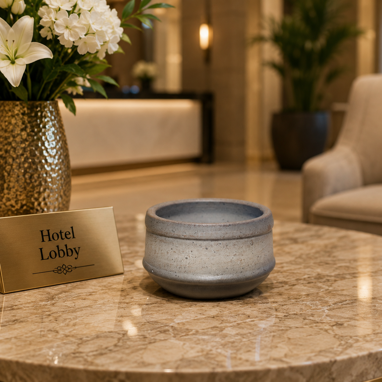 Elegant Gray Ceramic Decorative Bowl / Planter