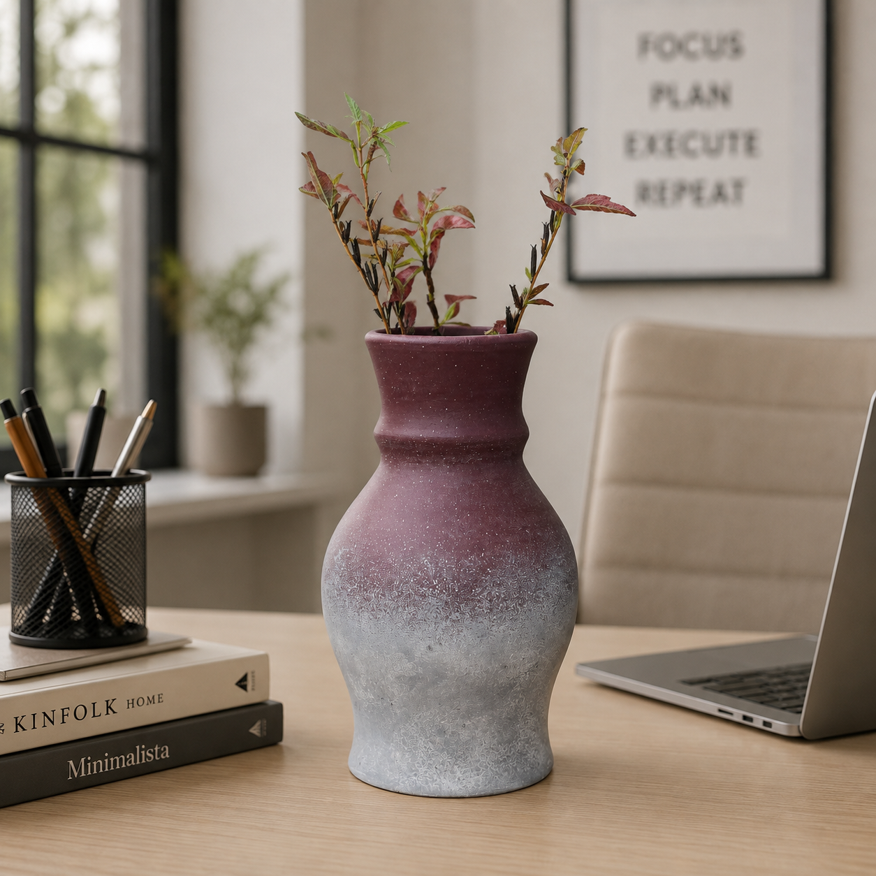 Rustic Ombre Ceramic Decorative Vase